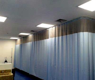 Curtain wall for hospital cubicles